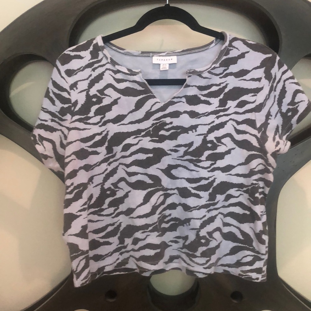 TopShop Zebra striped cropped tee
